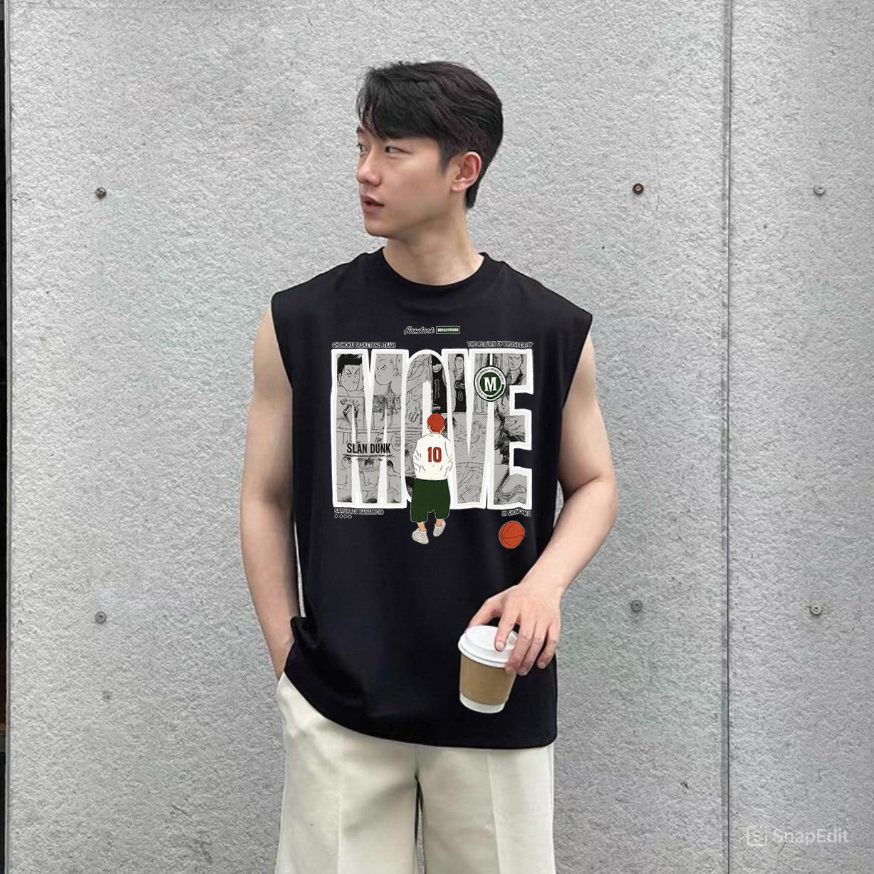 Men's loose-fitting basketball tank top