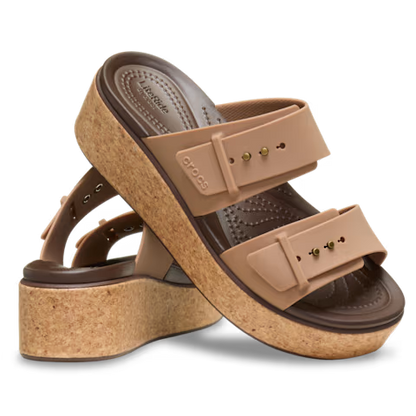 Crocs Women's Brooklyn Cork Buckle Wedges Platform Sandals