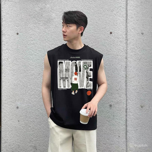 Men's loose-fitting basketball tank top