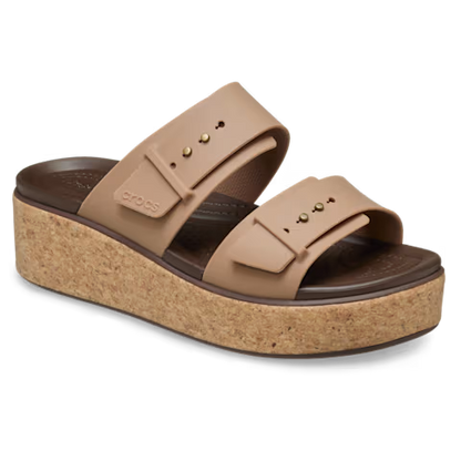 Crocs Women's Brooklyn Cork Buckle Wedges Platform Sandals