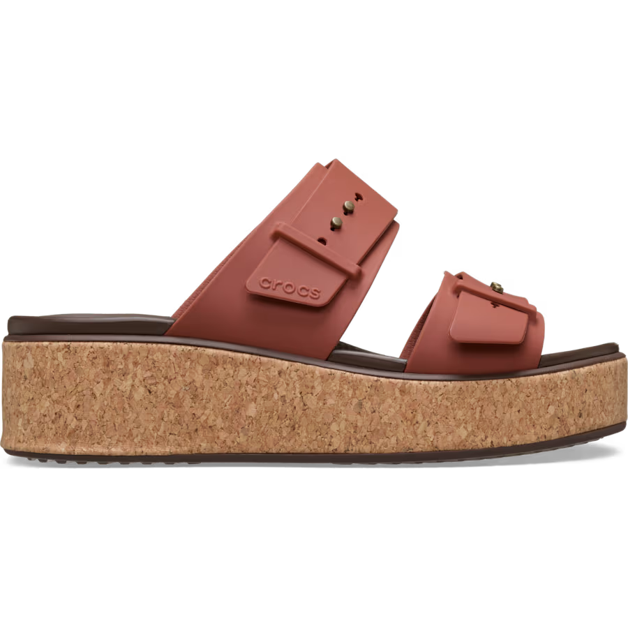 Crocs Women's Brooklyn Cork Buckle Wedges Platform Sandals