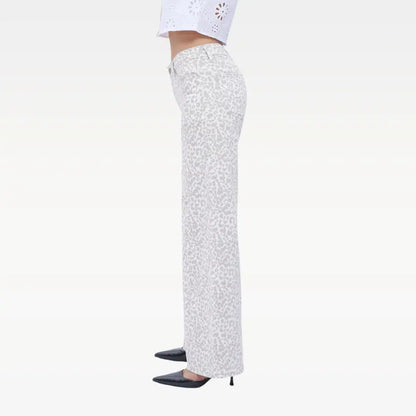 ONESO Mid‑Low Rise Baggy Jeans Stretchy Wide Leg for Women Distressed Denim Pants