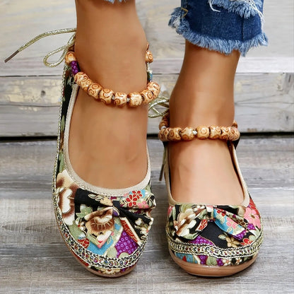 Vintage Floral Bow Shoes