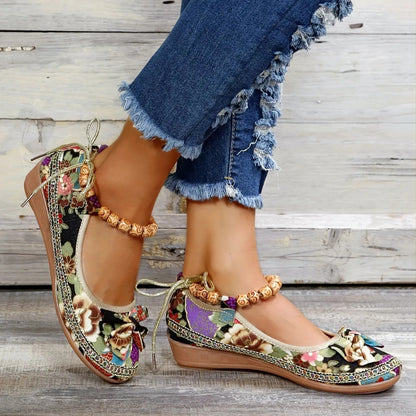 Vintage Floral Bow Shoes