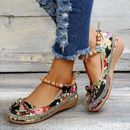 Vintage Floral Bow Shoes