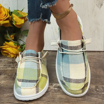 Plaid Charm Slip-On Shoes