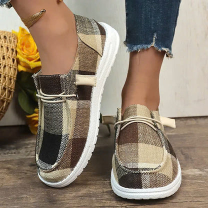 Plaid Charm Slip-On Shoes
